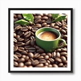 Coffee Cup On Coffee Beans 3 Art Print