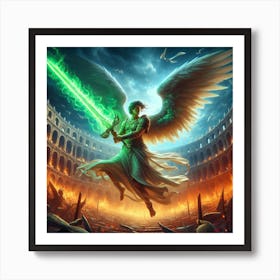 Angel at a burning colosseum (Female) Art Print