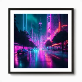 The Neon Cityscape Art Print