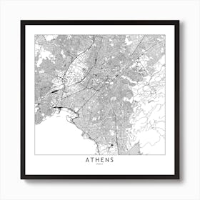Athens Map Art Print