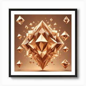 3d Golden Diamonds Art Print