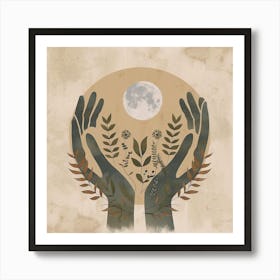 Boho Hand And Moon 7 Art Print