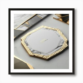 Gold And Marble Coasters Art Print