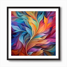 Abstract Colorful Leaves Art Print