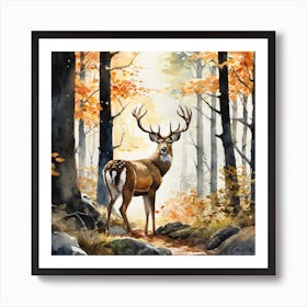 Deer In The Woods 82 Art Print