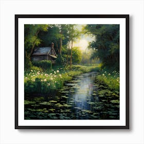 Textile Dreams: Monet's Tranquil Garden Art Print