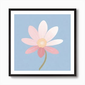 A White And Pink Flower In Minimalist Style Square Composition 403 Art Print