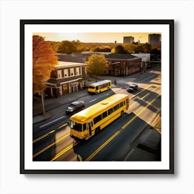 Transit Tracking School Journey Bus Stop Drone Route Dropped Community Day Small Wheel N (6) Art Print