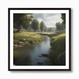 Stream In The Grass 7 Art Print