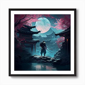 Myeera Japanese Ninja With Bow And Arrow Moonlight Stealthing I 2dc356ce 2014 49ad A661 F7ab8d4d3999 Art Print