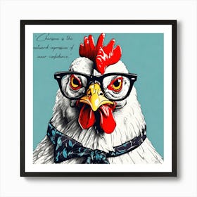 Wall art Chicken With Glasses Charisma Art Print