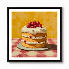 Victoria Sponge Yellow Background 4 Art Print