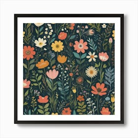 Folk Meadow Art Print 0 Art Print