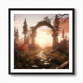 Myeera Elwynn Forest Unreal Engine Wisps Mist Sunset Temple Arc Ccd32cd5 4c7f 442c 8372 Faf01a9f3ba1 Art Print