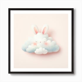 Fluffy Bunny Cloud With Calm Background Art Print