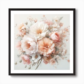 Peach And White Flowers Art Print