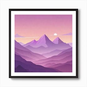 Misty mountains background in purple tone 73 Art Print