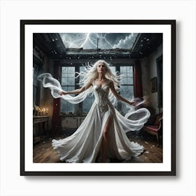 Girl In A White Dress Art Print