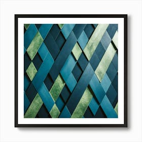 Blue And Green Tiled Wall Art Print