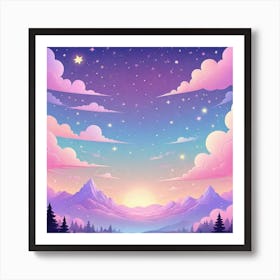 Sky With Twinkling Stars In Pastel Colors Square Composition 253 Art Print