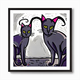 Two Black Cats Art Print