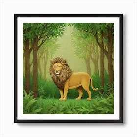 Lion In The Forest Art Print