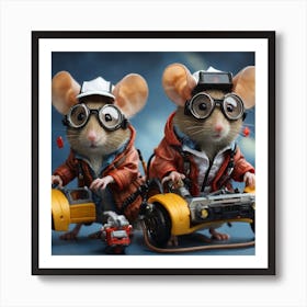 Two Mice In Space Suits Art Print