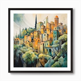 Chiaroscuro Charm: Watercolour Fusion in Italy Art Print