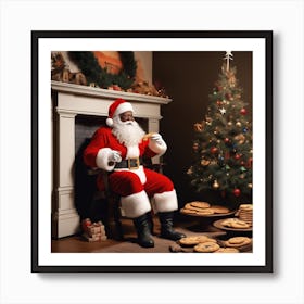 Santa Claus Eating Cookies 16 Art Print