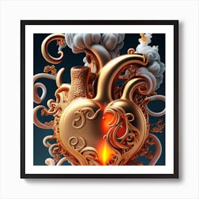 A Golden Heart Made Of Candle Smoke 6 Art Print