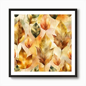 Autumn Leaves Seamless Pattern 22 Art Print