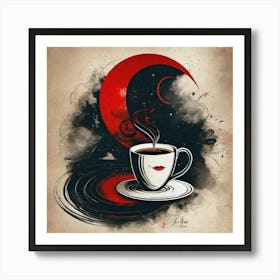 Red moonlight coffee Art Print