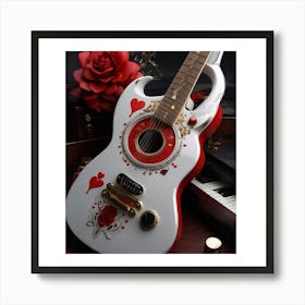 Heartstrings Monarchy Queen Of Hearts Guitar Elegance (15) Art Print