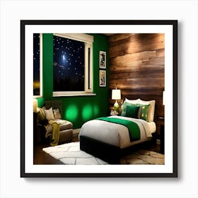 Green Bedroom Art Print