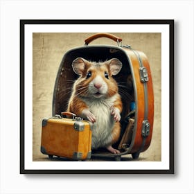 Hamster In Suitcase 3 Art Print