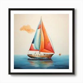 Geometric Art sailboat 1 Art Print