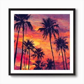 Palm Trees at Sunset Art Print