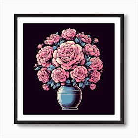 Pink Roses In A Vase 3 Art Print