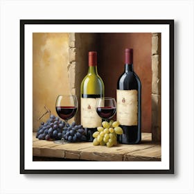 Wine And Grapes art print Art Print