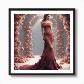 Woman In A Red Dress Art Print