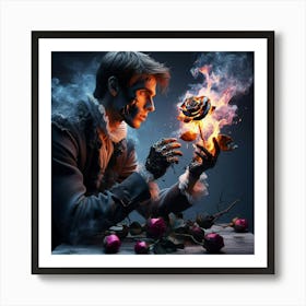 Man Holding A Rose Art Print