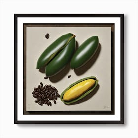 Mango And Coffee Beans Art Print