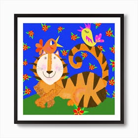 Tiger And Friends Square Art Print