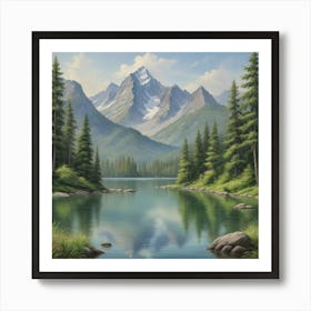 Mountain Lake art print 3 Art Print