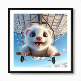 Little Mouse In A Hot Air Balloon Art Print