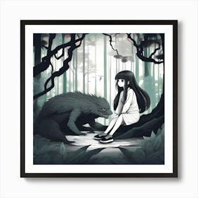 Girl And A Monster 1 Art Print