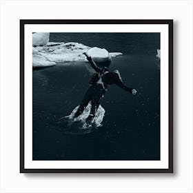 He Falls in Cold Water Art Print