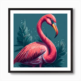 Flamingo taking a bath. Hand drawn watercolor illustration Art Print