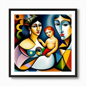 Women child care love art Art Print