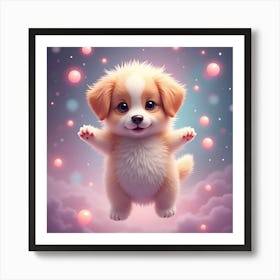 Cute Puppy In The Sky Art Print